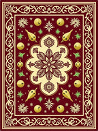 Crimson Gold Floral Medallion Brocade Rug