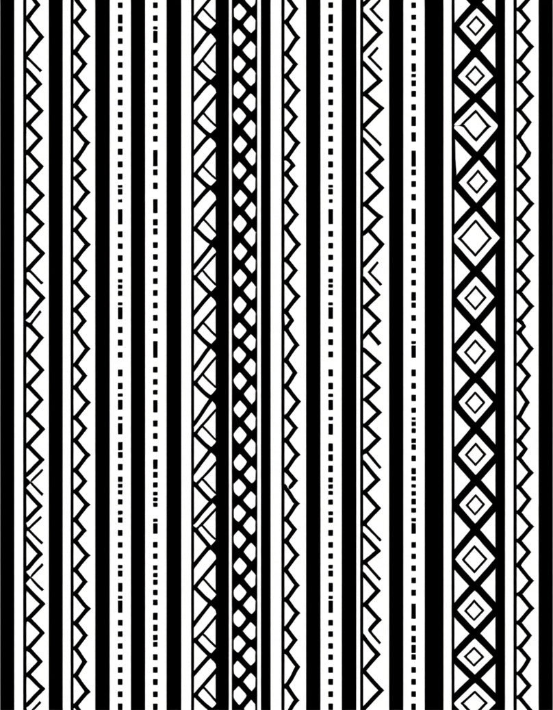Black and White Tribal Geometric Striped Rug