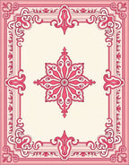 Ornate Pink Blossom Frame Rug