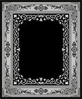 Elegant Black Gray Floral Scroll Rug