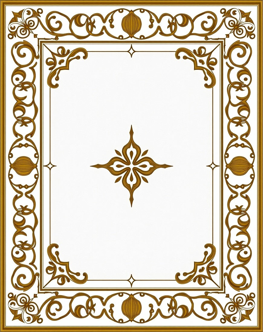 Golden Ornate Floral Medallion Rug