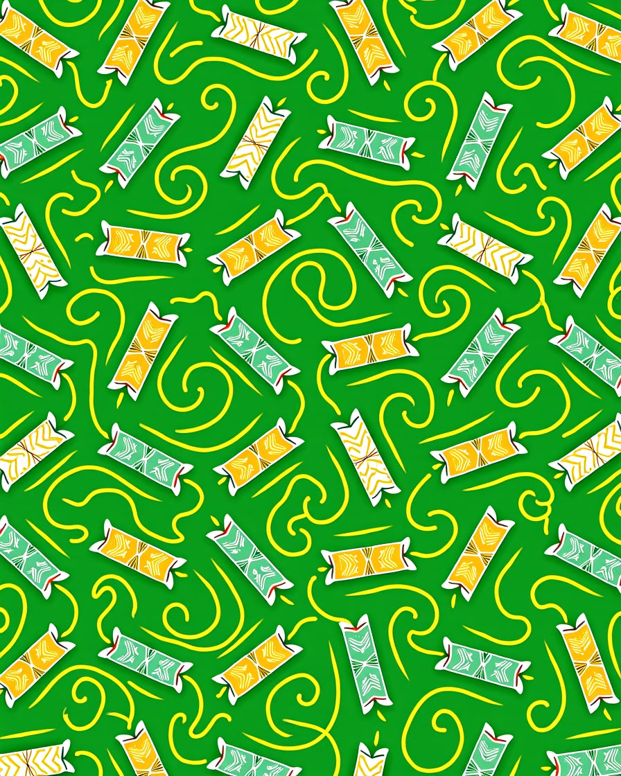 Emerald Green Yellow Swirl Tribal Rug