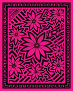 Vibrant Pink Floral Abstract Geometric Rug