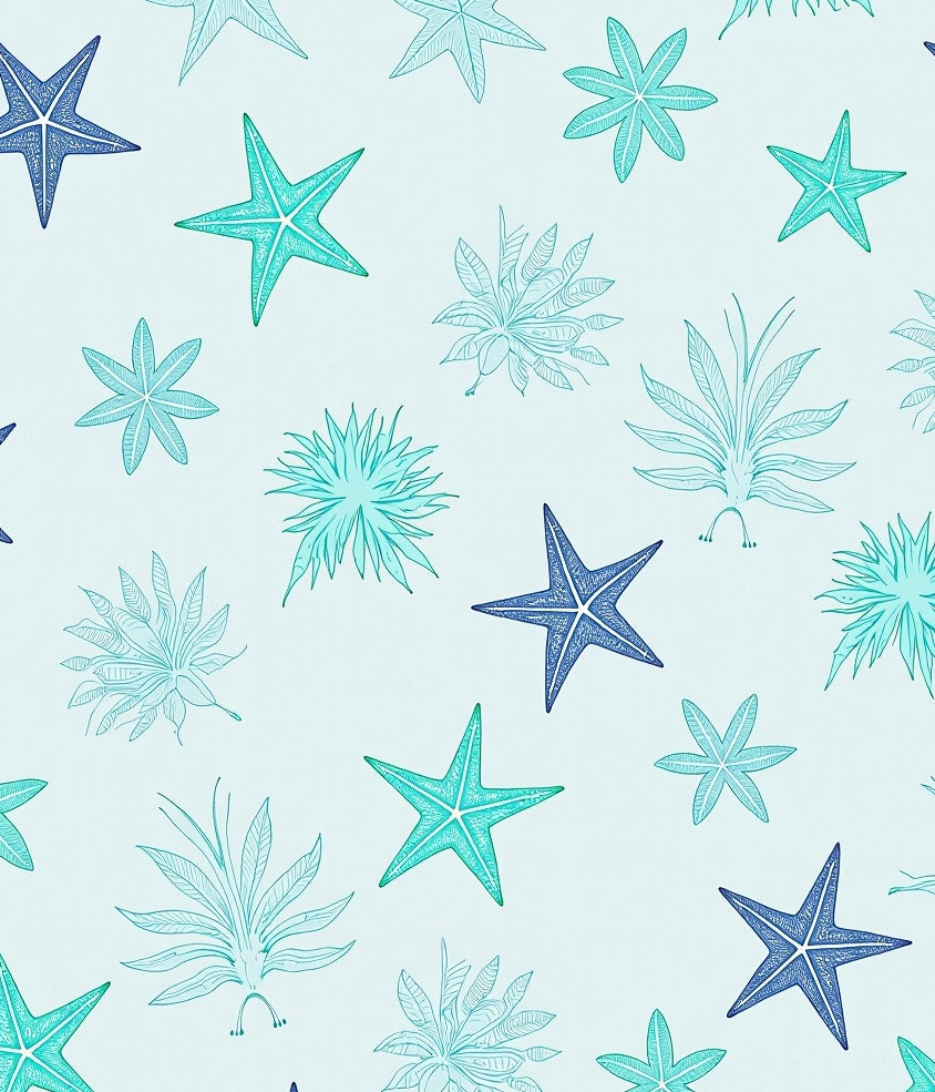 Oceanic Starfish Aquatic Plants Repeat Rug