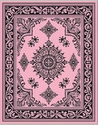 Embellished Pink Floral Medallion Rug