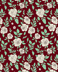 Burgundy Cream Rose Botanical Garden Rug