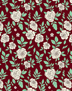 Burgundy Cream Rose Botanical Garden Rug