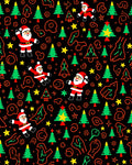 Festive Santa Claus Christmas Trees Star Rug