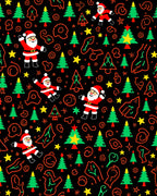 Festive Santa Claus Christmas Trees Star Rug