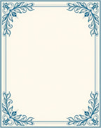 Classic Blue Floral Corner Border Rug