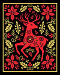 Crimson Deer Floral Surround Rug