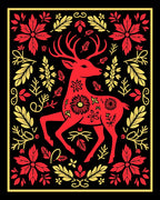 Crimson Deer Floral Surround Rug