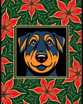 Bold Rottweiler Floral Frame Rug