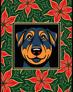 Bold Rottweiler Floral Frame Rug