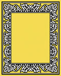 Yellow Black White Ornate Border Rug