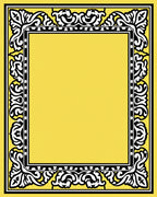 Yellow Black White Ornate Border Rug