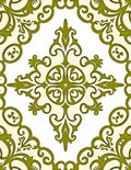 Olive Green Baroque Scroll Medallion Rug