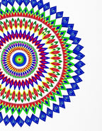 Vibrant Rainbow Ringed Mandala Rug