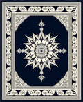 Navy Cream Intricate Floral Medallion Rug