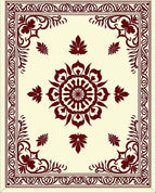 Crimson Ornate Floral Centerpiece Rug