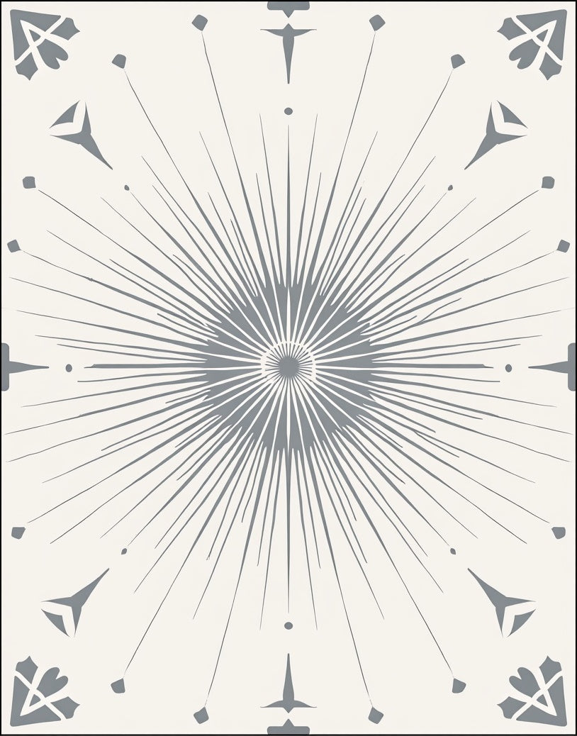 Gray Sunburst Mid Century Modern Rug