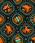 Bold Orange Folk Mythological Animals Rug