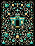 Teal Yellow Carriage Stars Swirl Rug
