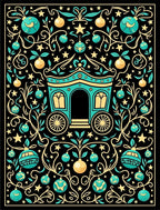 Teal Yellow Carriage Stars Swirl Rug