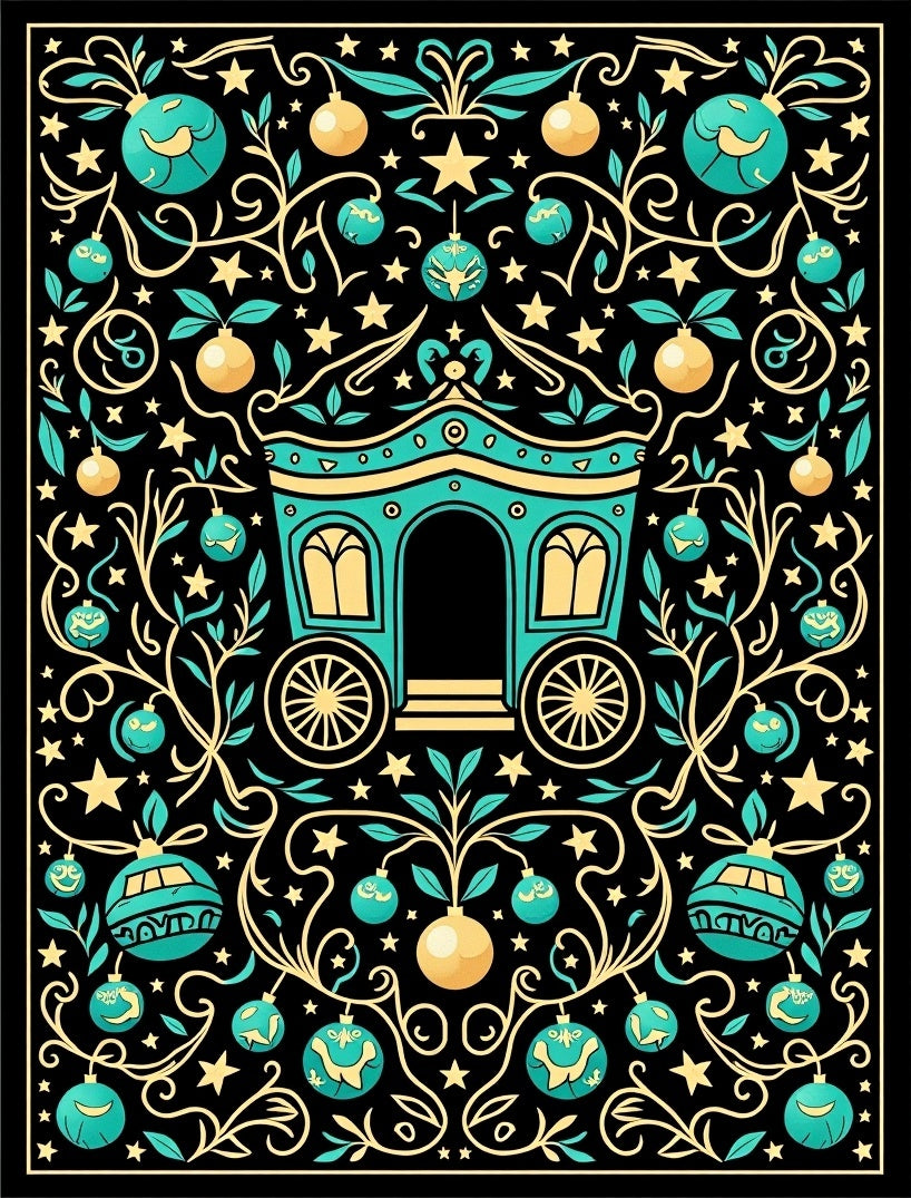 Teal Yellow Carriage Stars Swirl Rug