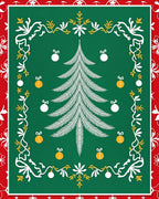 Green White Christmas Tree Ornaments Rug