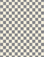 Checkerboard Ivory Gray Line Work Rug