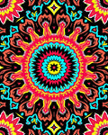Vibrant Crimson Teal Sunburst Mandala Rug