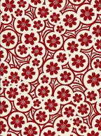 Crimson Floral Circles Repeating Rug