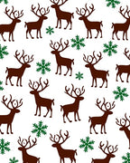 Brown Reindeer Green Snowflakes Repeat Rug