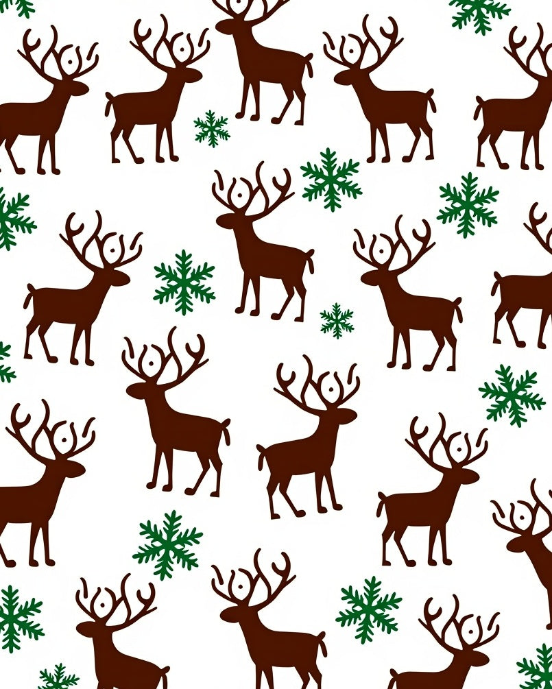 Brown Reindeer Green Snowflakes Repeat Rug