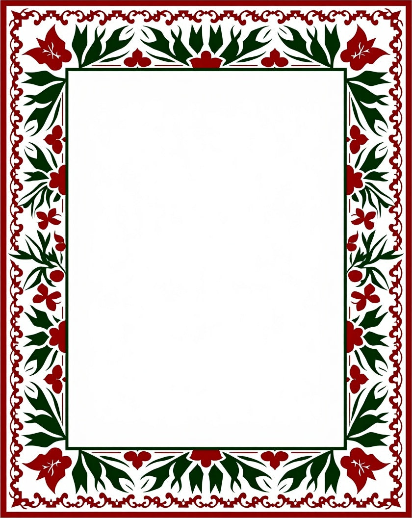 Crimson Green Floral Border Accent Rug
