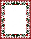 Crimson Green Floral Border Accent Rug
