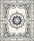 Elegant Ivory Black Floral Medallion Rug