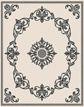Cream Colored Floral Medallion Frame Rug