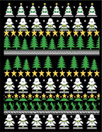 Festive Green Christmas Trees Stars Rug