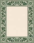Emerald Green Vintage Floral Border Rug