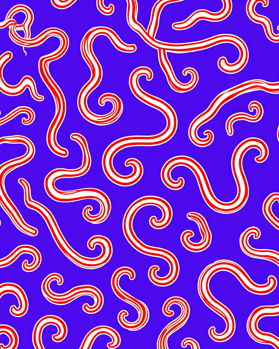 Bold Red Swirl Stripe Blue Rug