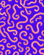 Bold Red Swirl Stripe Blue Rug