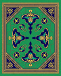 Emerald Blue Gold Symmetry Scroll Rug