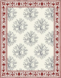 Crimson Bordered Floral Garland Rug