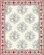 Crimson Bordered Floral Garland Rug