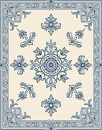 Blue Acanthus Leaf Scrollwork Rug
