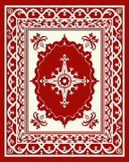 Classic Red Vintage Geometric Medallion Rug