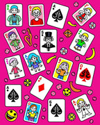 Pink Playful Card Characters Fiesta Rug