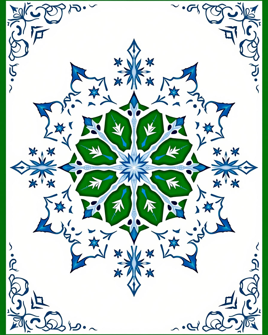 Emerald Blue Starburst Medallion Rug